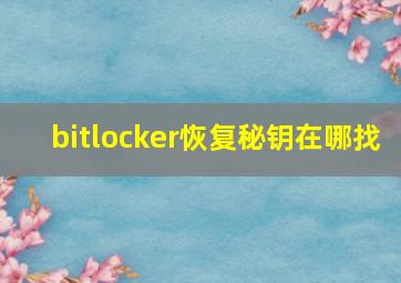 bitlocker恢复秘钥在哪找