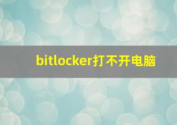 bitlocker打不开电脑