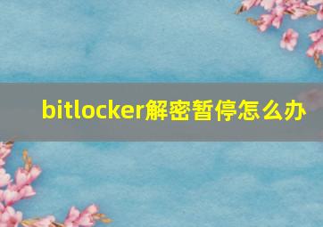 bitlocker解密暂停怎么办