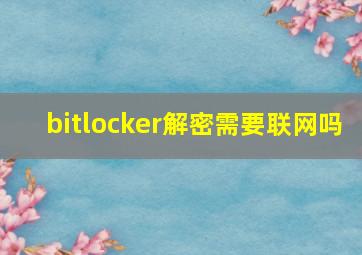 bitlocker解密需要联网吗