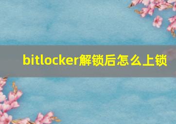 bitlocker解锁后怎么上锁