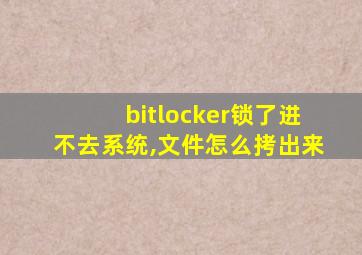 bitlocker锁了进不去系统,文件怎么拷出来