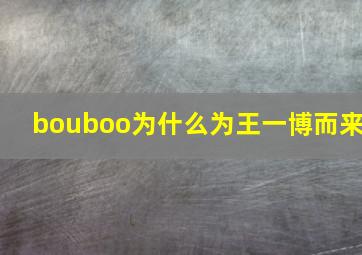 bouboo为什么为王一博而来