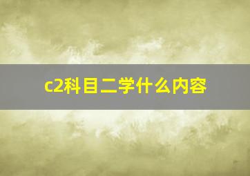 c2科目二学什么内容