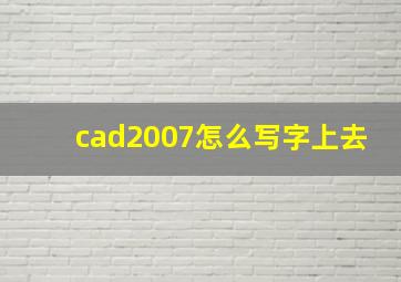 cad2007怎么写字上去