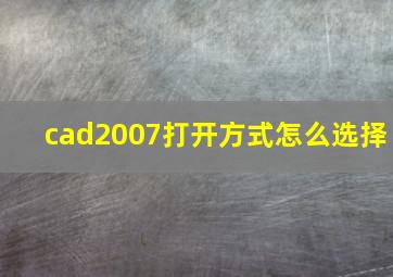 cad2007打开方式怎么选择