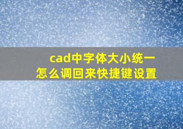 cad中字体大小统一怎么调回来快捷键设置