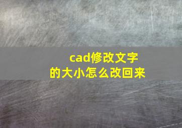 cad修改文字的大小怎么改回来