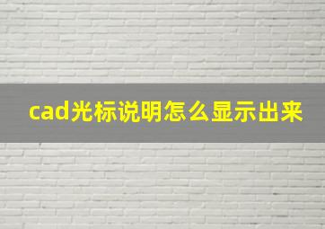 cad光标说明怎么显示出来