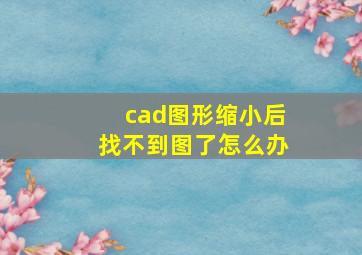 cad图形缩小后找不到图了怎么办