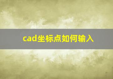 cad坐标点如何输入