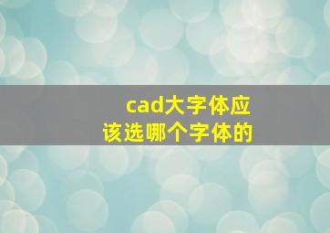 cad大字体应该选哪个字体的