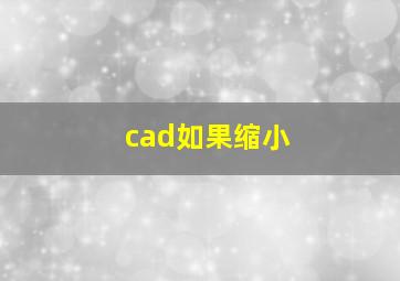 cad如果缩小