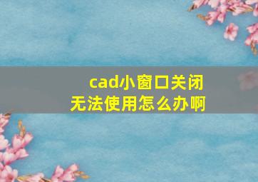 cad小窗口关闭无法使用怎么办啊