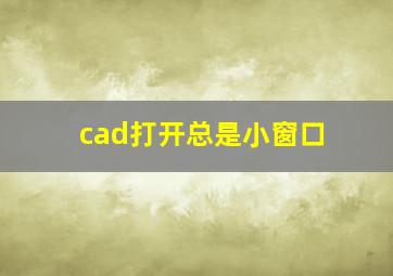 cad打开总是小窗口