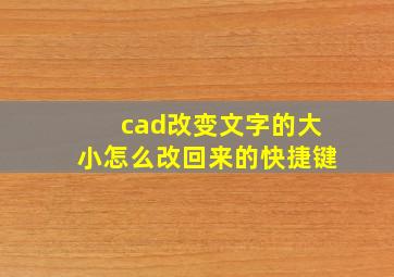 cad改变文字的大小怎么改回来的快捷键