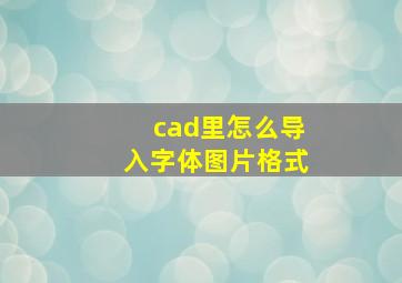 cad里怎么导入字体图片格式