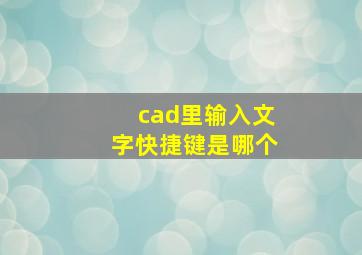 cad里输入文字快捷键是哪个