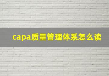 capa质量管理体系怎么读