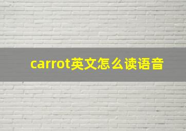 carrot英文怎么读语音