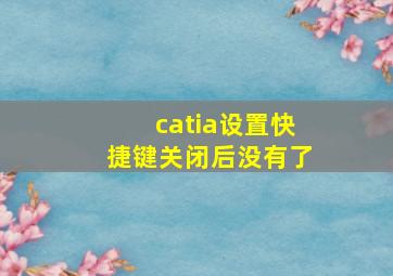 catia设置快捷键关闭后没有了