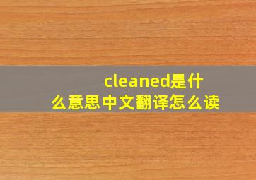 cleaned是什么意思中文翻译怎么读