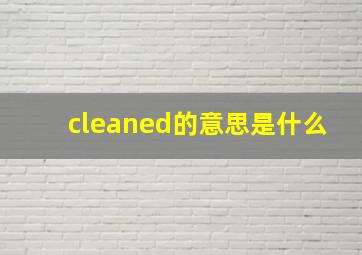 cleaned的意思是什么