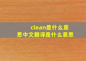 clean是什么意思中文翻译是什么意思