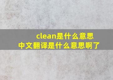 clean是什么意思中文翻译是什么意思啊了