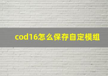 cod16怎么保存自定模组