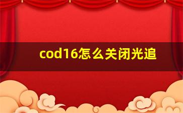 cod16怎么关闭光追