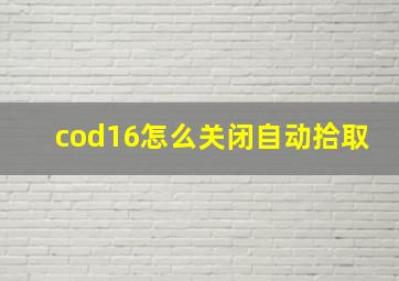 cod16怎么关闭自动拾取