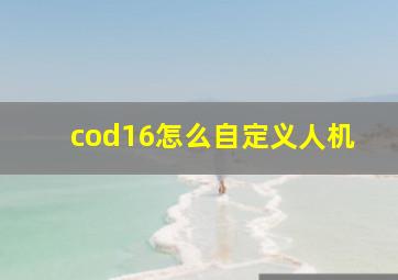 cod16怎么自定义人机