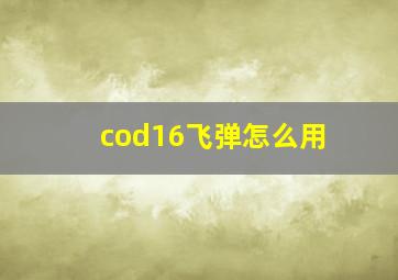 cod16飞弹怎么用