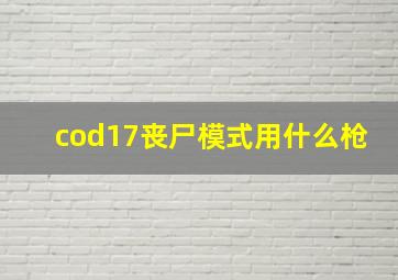 cod17丧尸模式用什么枪