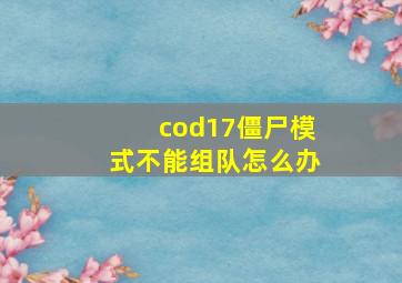 cod17僵尸模式不能组队怎么办