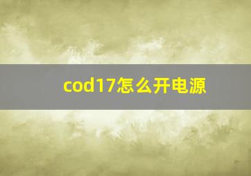 cod17怎么开电源