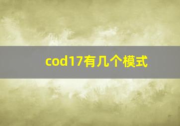 cod17有几个模式