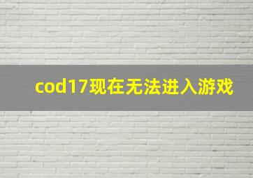 cod17现在无法进入游戏