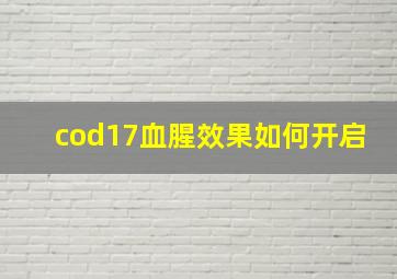 cod17血腥效果如何开启