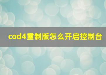 cod4重制版怎么开启控制台