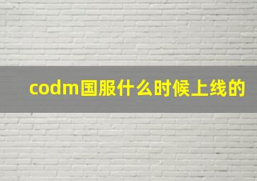 codm国服什么时候上线的