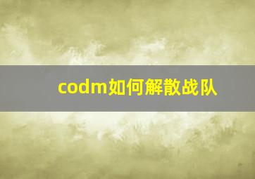 codm如何解散战队