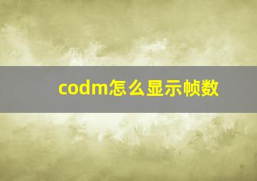 codm怎么显示帧数