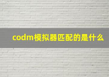 codm模拟器匹配的是什么