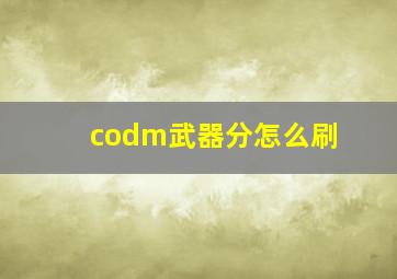 codm武器分怎么刷