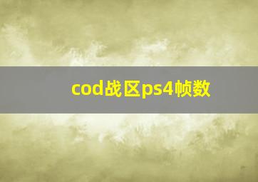 cod战区ps4帧数