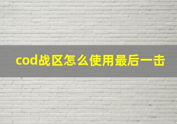 cod战区怎么使用最后一击