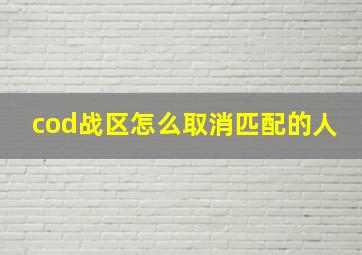 cod战区怎么取消匹配的人