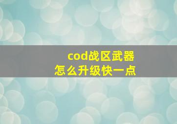 cod战区武器怎么升级快一点